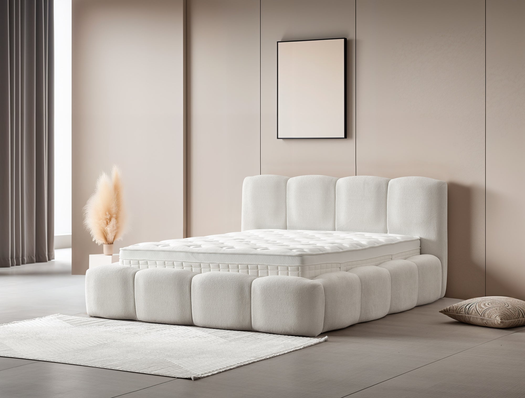 Elenor Bed - Off White Bucle